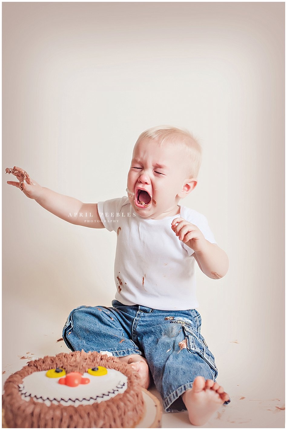 crying baby at cake smash jacksonville florida