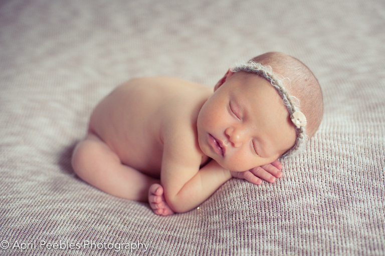 Newborn posed baby image with headband